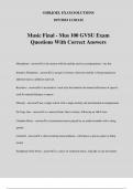 Music Final - Mus 100 GVSU Exam Questions With Correct Answers