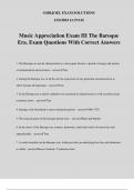 Music Appreciation Exam III The Baroque Era. Exam Questions With Correct Answers