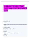 CHIA Certification Exam 100% VERIFIED ANSWERS  2023