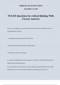 NCLEX Questions for critical thinking With Correct Answers