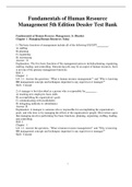 Complete Test Bank undamentals of Human Resource Management 5th Edition Dessler Questions & Answers with rationales (Chapter 1-14)