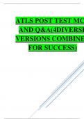 ATLS POST TEST  MCQ AND  Q&A (4 DIVERSE VERSIONS COMBINED FOR SUCCESS)