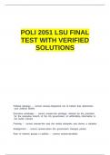 POLI 2051 LSU FINAL TEST WITH VERIFIED SOLUTIONS