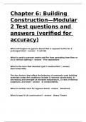 Chapter 6 Building Construction—Modular 2 Test questions and answers (verified for accuracy).