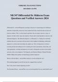 NR 547 Differential Dx Midterm Exam Questions and Verified Answers 2024