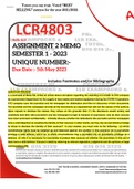 LCR4803 ASSIGNMENT 2 MEMO - SEMESTER 1 - 2023 - UNISA - (DETAILED ANSWERS WITH FOOTNOTES - DISTINCTION GUARANTEED)