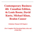 Contemporary Business 4th  Canadian Edition By Louis Boone, David Kurtz, Michael Khan, Brahm Canzer (Solution Manual)