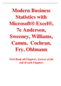 Modern Business Statistics with Microsoft® Excel® 7th Edition By Anderson, Sweeney, Williams, Camm,  Cochran, Fry, Ohlmann (Test Bank)