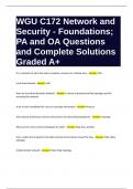 WGU C172 Network and Security - Foundations; PA and OA Questions and Complete Solutions Graded A+