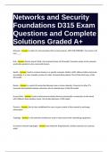 Networks and Security Foundations D315 Exam Questions and Complete Solutions Graded A+