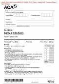 Actual 2024 AQA A-level MEDIA STUDIES 7572/1 Paper 1 Media One - Question Paper + Mark Scheme