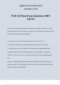 NUR 215 Final Exam Questions 100% Solved.