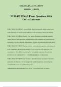 NUR 402 FINAL Exam Questions With Correct Answers