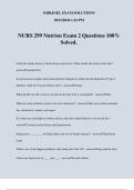 NURS 299 Nutrion Exam 2 Questions 100% Solved.