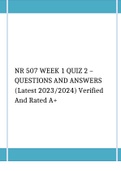  NR 507 WEEK 1 QUIZ 2 – QUESTIONS AND ANSWERS (Latest 2023/2024) Verified And Rated A+