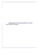 Fundamentals of Nursing 9th Edition by Taylor, Lynn, Bartlett Test Bank