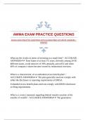 AWMA EXAM PRACTICE QUESTIONS WITH GUARANTEED ACCURATE ANSWERS |VERIFIED