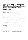 CSE 1321 Quiz 3 - Selection Structures actual questions with complete solutions 2025-2026.