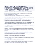  WGU C468 OA, INFORMATICS PRACTICE ASSESSMENT, EXAM WITH 100% CORRECT ANSWERS 2023