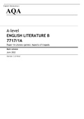 AQA A level ENGLISH LITERATURE B Paper 1A JUNE 2022 QUESTION PAPER and MARK SCHEME BUNDLE.