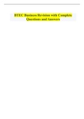 BTEC Business Revision with Complete  Questions and Answers