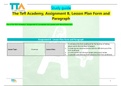 Study guide The Tefl Academy, Assignment B, Lesson Plan Form and Paragraph This is The TEFL Academy- Assignment B, completed and graded with Merit/Distinction. 