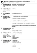 Anatomy & Physiology Lecture Exam comprehensive questions and answers