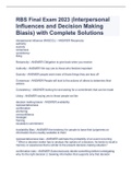 RBS Final Exam 2023 (Interpersonal Influences and Decision Making Biasis) with Complete Solutions