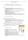 Samenvatting anatomie & fysiologie 1, hoofdstuk 1: inleiding tot de anatomie en fysiologie