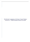 NR 222 Unit 2 Assignment: ATI Nurse’s Touch: Wellness & Self-Care – Wellness Health & Disease Prevention.