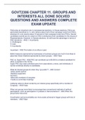 GOVT2306 CHAPTER 11. GROUPS AND INTERESTS ALL DONE SOLVED QUESTIONS AND ANSWERS COMPLETE EXAM UPDATE 