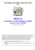 HESI A2 GRAMMAR, VOCAB, READING, & MATHS VERSION 2 LATEST 2023