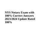 NYS Notary Exam with 100% Correct Answers 2023/2024 Update Rated 100%