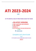 ATI PN MENTAL HEALTH PROCTORED EXAM TEST BANK / PN ATI MENTAL HEALTH PROCTORED EXAM TEST BANK / PN MENTAL HEALTH ATI PROCTORED EXAM TEST BANK:LATEST 2023