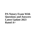 PA Notary Exam With Questions and Answers Latest Update 2023 Rated A+