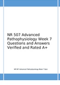 NR 507 Advanced Pathophysiology Week 7 Questions and Answers Verified and Rated A+