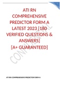 ATI RN COMPREHENSIVE PREDICTOR FORM A LATEST 2023 [180 VERIFIED QUESTIONS & ANSWERS]  [A+ GUARANTEED]