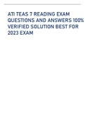 ATI TEAS 7 READING EXAM QUESTIONS AND ANSWERS 100% VERIFIED SOLUTION BEST FOR 2023 EXAM