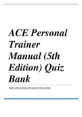 TEST BANK FOR ACE PERSONAL TRAINER FIFTH EDITION BY ASCENCIA PERSONAL TRAINING EXAM PREPARATION TEAM 