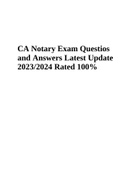 CA Notary Exam Questios and Answers Latest Update 2023/2024 Rated 100%