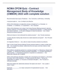 NCMA CPCM Quiz - Contract Management Body of Knowledge (CMBOK) 2023 with complete solution