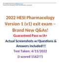 2022 HESI Pharmacology (Pharm) Exam Version 1 (V1) BRAND NEW Q&As Guaranteed Pass w A+ Actual Screenshots Included. VERIFIED Test Taken: 4/11/2022 (I scored 1162!!!)