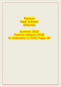 Pearson Mark Scheme (Results) Summer 2022 Pearson Edexcel GCSE In Chemistry (1 CHO) Paper IH Mark Scheme (Results) Summer 2022 Pearson Edexcel GCSE In Chemistry (1CH0) Paper 1H Edexcel and BTEC Qualifications