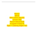 Pearson Edexcel Mark Scheme (Results) Summer 2022 Pearson Edexcel GCSE m Gujarati (l GUO/I H) Paper 1: Listening (Higher Tier) Mark Scheme (Results) Summer 2022 Pearson Edexcel GCSE In Gujarati (1GU0/1H) Paper 1: Listening (Higher Tier) Edexcel and BTEC Q