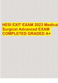 HESI EXIT EXAM 2023 Medical Surgical Advanced EXAM COMPLETED GRADED A+