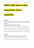 NRNP 6540 Week 8 Quiz Knowledge Check 20222023 