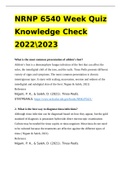 NRNP 6540 Week Quiz Knowledge Check 20222023