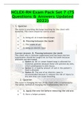 NCLEX-RN Exam Pack Set 7 (75 Questions & Answers Updated 2023