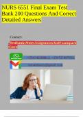 NURS 6551 Final Exam Test Bank 200 Questions And Correct Detailed Answers