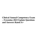 Clinical Annual Competency Exam – Fresenius 2023 Update Questions and Answers Rated A+